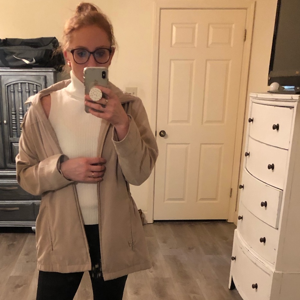 LONDON FOG Women’s Tan Microfiber Hooded Coat